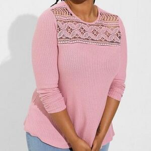 NWT Torrid Waffle Crochet Yoke Top